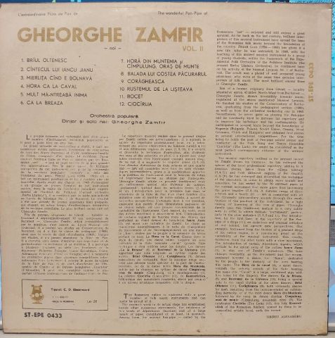 Gheorghe Zamfir – L'Extraordinaire Flûte De Pan De Gheorghe Zamfir = The Wonderful Pan-Pipe Of Gheorghe Zamfir Vol. II LP PLAK