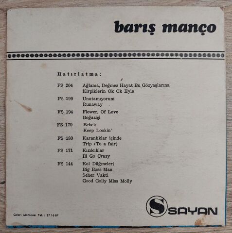 Barış Manço – Kağızman / Anadolu 45LİK PLAK