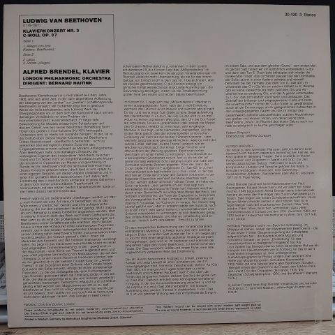 Beethoven* - Alfred Brendel, London Philharmonic Orchestra*, Bernard Haitink – Klavierkonzert Nr. 3 LP PLAK