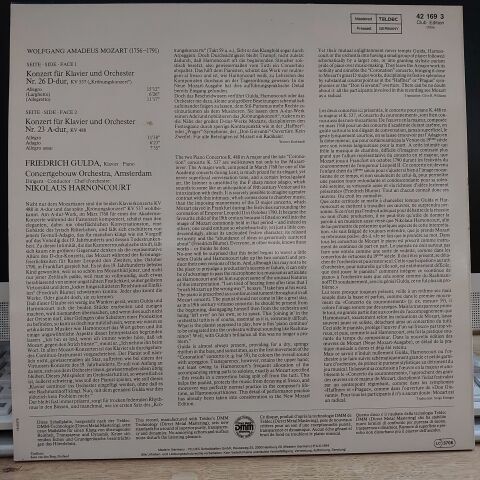 Mozart* / Gulda* - Concertgebouw Orchestra* - Harnoncourt* – Klavierkonzerte · Piano Concertos · Kv 488 & 537 ''Krönungskonzert'' · ''Coronation'' LP PLAK