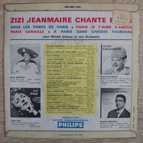 Zizi Jeanmaire – Zizi Jeanmaire Chante Paris 45LİK PLAK