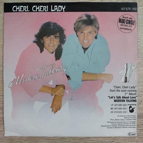 Modern Talking – Cheri, Cheri Lady 45LİK PLAK