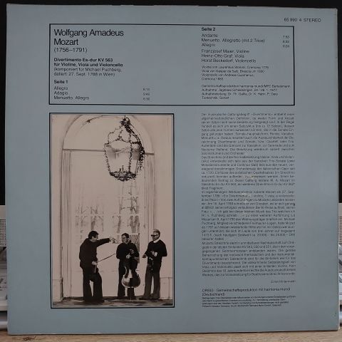 Mozart*, Mitglieder Des Collegium Aureum Auf Originalinstrumenten* – Divertimento Es-dur • Kv 563 LP PLAK