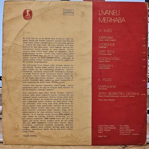 Zülfü Livaneli – Merhaba LP PLAK