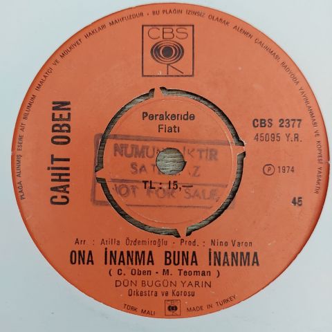 Cahit Oben – Ona İnanma Buna İnanma - Selam Dostlar 45LİK PLAK