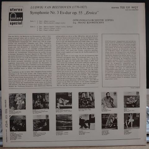 Ludwig van Beethoven - Gewandhausorchester Leipzig, Franz Konwitschny – Symphonie Nr. 3 Es-dur Op. 55 (Eroica) LP PLAK