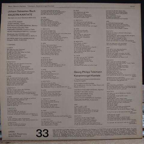 Berliner Philharmoniker – Bauern-Kantate, Kanarienvogel-Kantate LP PLAK