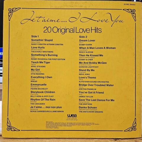 Various – Je T'Aime - 20 Original Love Hits LP PLAK
