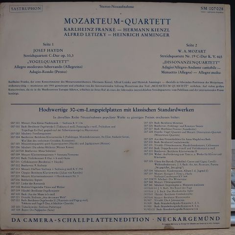 Haydn, Mozart, Mozarteum-Quartett Salzburg – Vogelquartett / Dissonanzenquarett LP PLAK