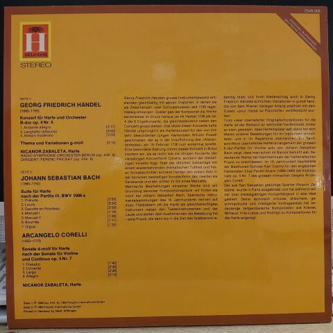 Händel* • Bach* • Corelli* – Nicanor Zabaleta, Radio-Symphonie-Orchester Berlin, Ferenc Fricsay – Nicanor Zabaleta • Harfe LP PLAK