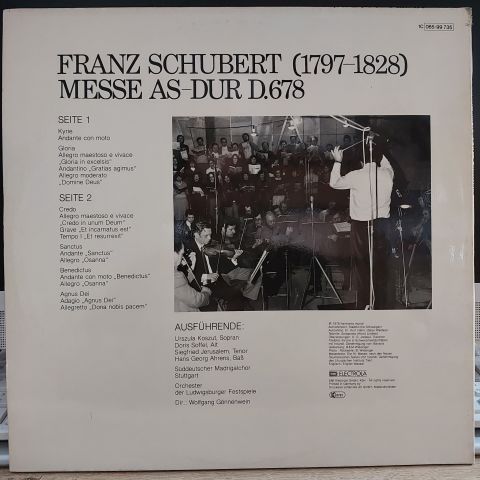 Franz Schubert, Urszula Koszut, Doris Soffel, Siegfried Jerusalem, Hans Georg Ahrens, Wolfgang Gönnenwein, Der Süddeutsche Madrigalchor, Orchester Der Ludwigsburger Festspiele* – Messe Nr. 5 As-Dur D.678 LP PLAK