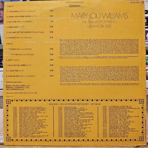 Mary Lou Williams – The First Lady Of Piano New-York 1955 LP PLAK