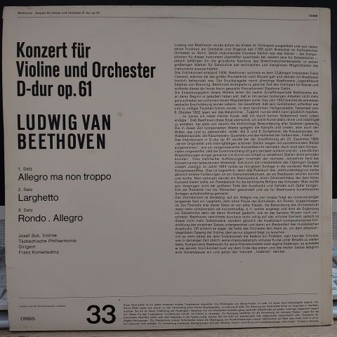 Josef Suk, The Czech Philharmonic Orchestra, Franz Konwitschny – Beethoven - Violinkonzert D-Dur Op. 61 LP PLAK