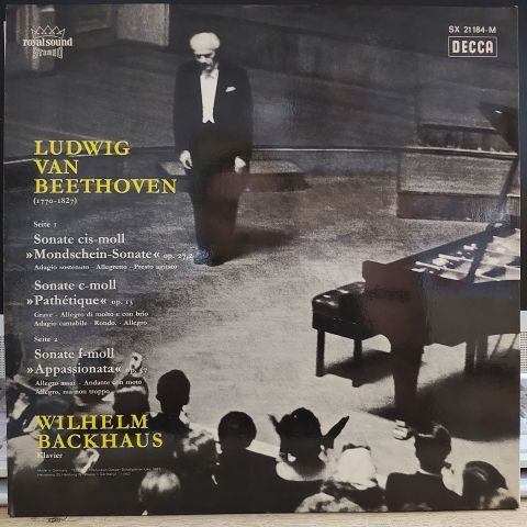 Wilhelm Backhaus, Beethoven* – Mondschein-Sonate, Pathétique, Appassionata LP PLAK