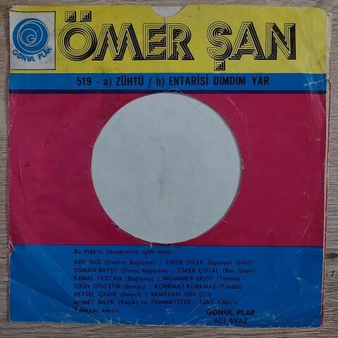 Ömer Şan – Zühtü / Entarisi Dım Dım Yar 45LİK PLAK