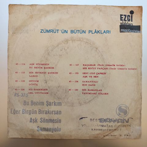 Zümrüt – Eğer Bir Gün Bırakırsan 4 ŞARKILIK EP 45LİK PLAK