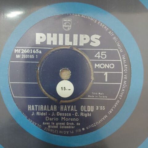 Dario Moreno – Hatıralar Hayal Oldu / Olam Boyun Kurbanı 45LİK PLAK