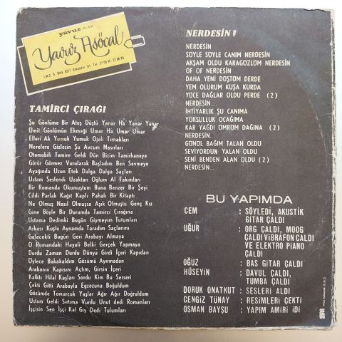 Cem Karaca – Tamirci Çırağı / Nerdesin 45LİK PLAK