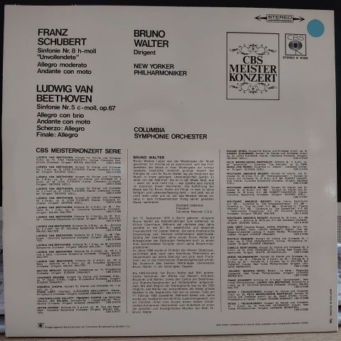 Franz Schubert / Beethoven* / Bruno Walter, New Yorker Philharmoniker*, Columbia Symphonie Orchester* – Sinfonie Nr.8 H~moll ''Unvollendete'' / Sinfonie Nr.5 C~moll LP PLAK
