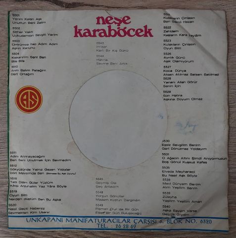 Neşe Karaböcek – Büyük Aşkların Kaderi / Artık Gel Ne Olur 45LİK PLAK