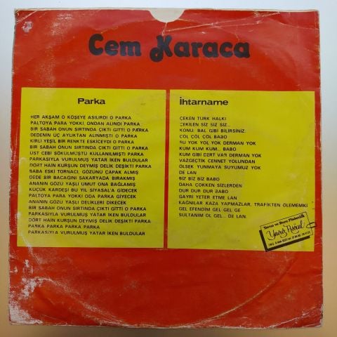 Cem Karaca – Parka / İhtarname 45LİK PLAK
