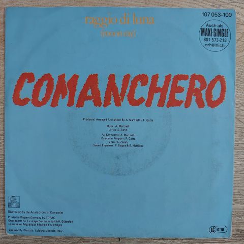 Raggio Di Luna Moon Ray – Comanchero 45LİK PLAK