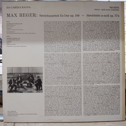 Max Reger – Streichquartett Es-Dur, Op.109 / Streichtrio A-Moll, Op.77b) LP PLAK