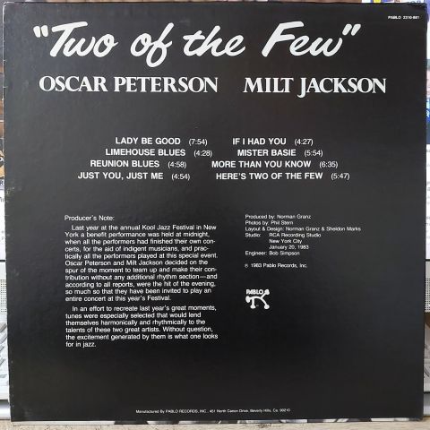Oscar Peterson / Milt Jackson – Two Of The Few LP PLAK