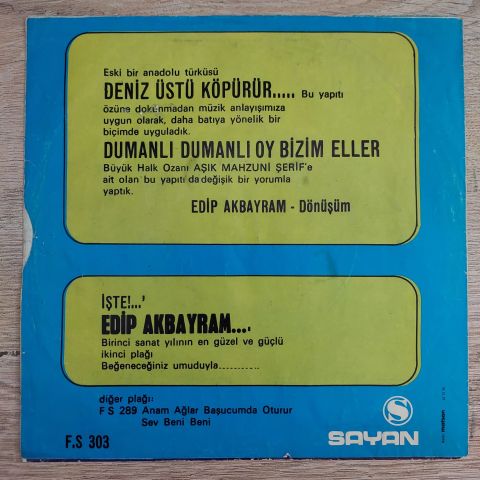 EDİP AKBAYRAM - DENİZ ÜSTÜ KÖPÜRÜR 45LİK PLAK