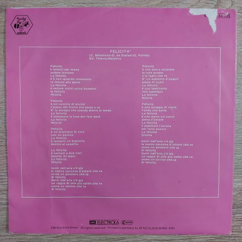 Al Bano E Romina Power – Felicita 45LİK PLAK