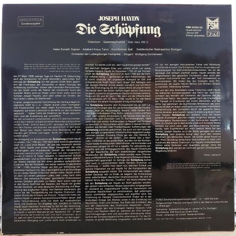Joseph Haydn, Wolfgang Gönnenwein, Süddeutscher Madrigalchor Stuttgart*, Orchester Der Ludwigsburger Festspiele*, Helen Donath, Adalbert Kraus, Kurt Widmer – Die Schöpfung - Gesamtaufnahme LP PLAK
