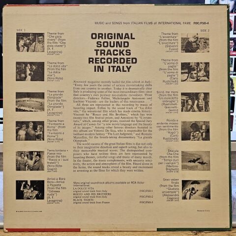 Various – Music And Songs From Italian Films -Original Soundtracks Recorded In Italy LP PLAK