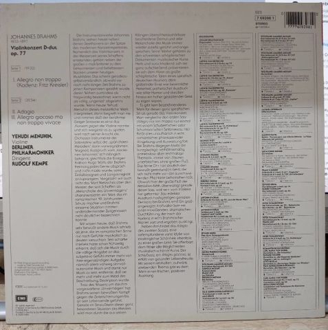 Johannes Brahms, Yehudi Menuhin, Berliner Philharmoniker, Rudolf Kempe LP PLAK