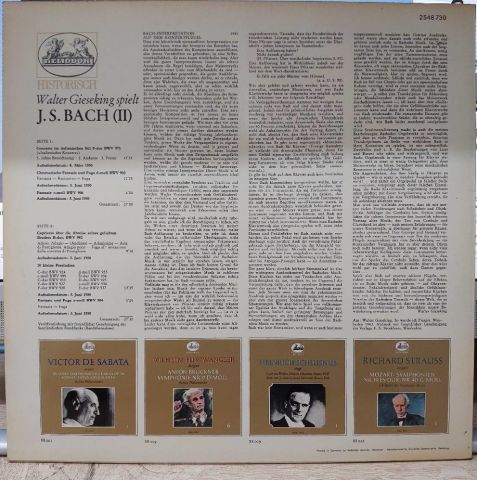 Walter Gieseking Spielt Johann Sebastian Bach  LP PLAK