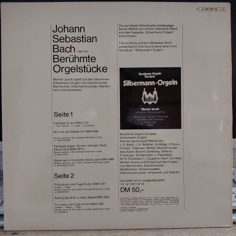 Johann Sebastian Bach - Werner Jacob – Berühmte Orgelstücke LP PLAK