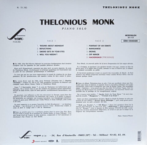 Thelonious Monk – Piano Solo LP PLAK