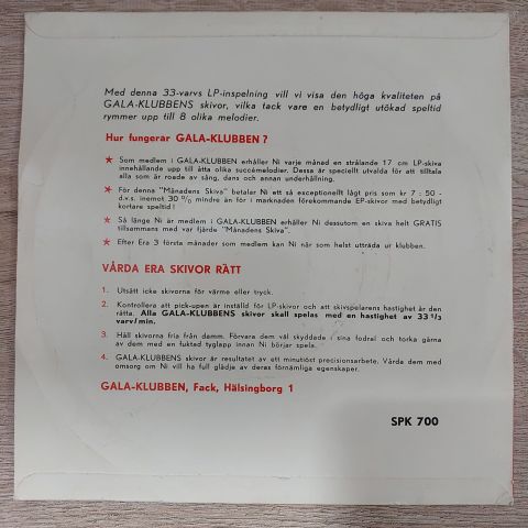 Various – Gala Klubben 45LİK PLAK