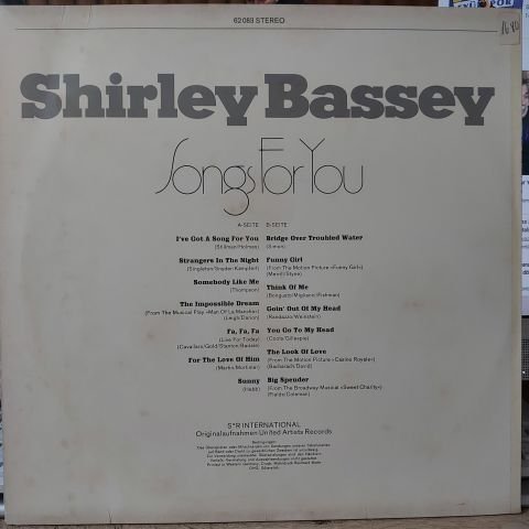 Shirley Bassey – Songs For You LP PLAK