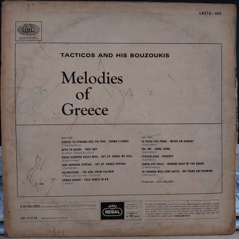 Tacticos And His Bouzoukis – Melodies Of Greece LP PLAK