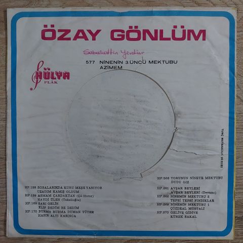 Özay Gönlüm – Yandım Mapusane / Dam Ardını Doleştim 45LİK PLAK