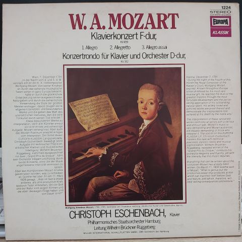 W. A. Mozart*, Christoph Eschenbach, Philharmonisches Staatsorchester Hamburg, Wilhelm Brückner-Rüggeberg – Klavierkonzert F-Dur, KV 459, Konzertrondo Für Klavier Und Orchester D-Dur, KV 382 LP PLAK