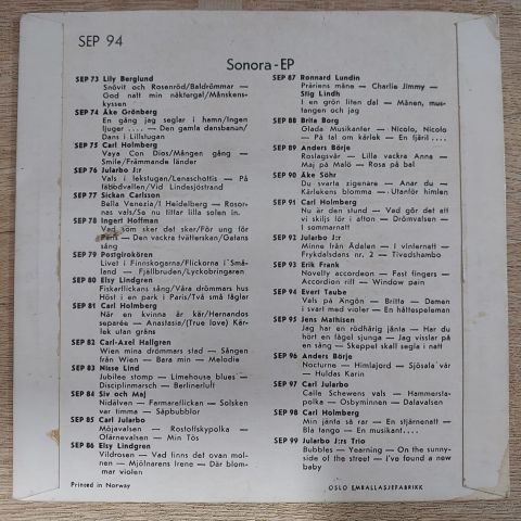 Evert Taube – Vals på Ängön 45LİK PLAK