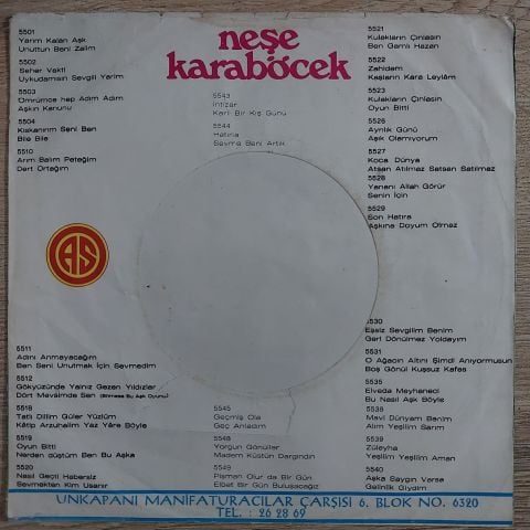 Neşe Karaböcek – Son Hatıra / Aşkına Doyum Olmaz 45LİK PLAK