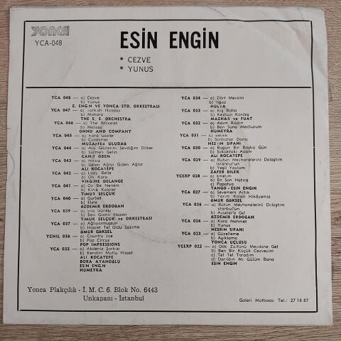 ESİN ENGİN -  YUNUS 45LİK PLAK