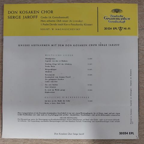 Don Kosaken Chor Serge Jaroff – Credo • Herr, Erbarme Dich Unser (God Have Mercy On Us) • 1. Psalm Davids 45LİK PLAK