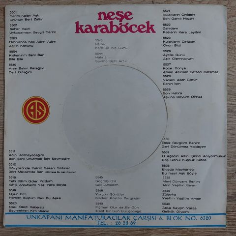 Neşe Karaböcek – Zahidem / Kaşların Kara Leylam 45LİK PLAK