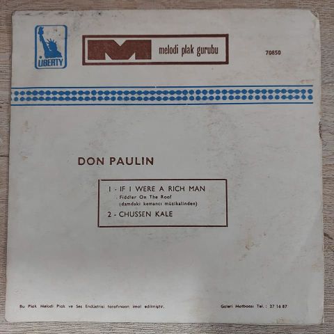 Don Paulin – If I Were A Rich Man / Chussen Kale 45LİK PLAK (BETÜL ATLI ÇİZİM)