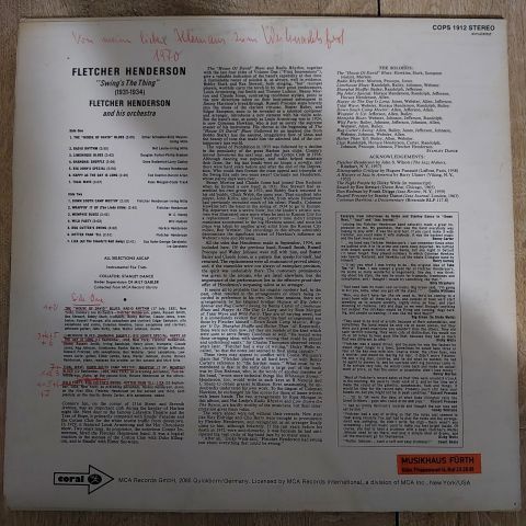 Fletcher Henderson And His Orchestra – Swing's The Thing (1931-1934) LP PLAK