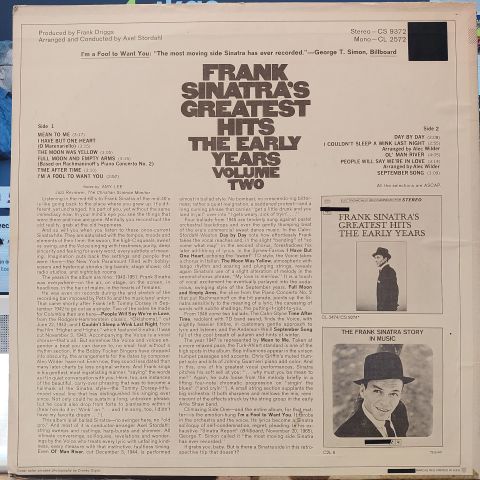 Frank Sinatra – Frank Sinatra's Greatest Hits - The Early Years - Volume Two LP PLAK