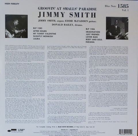 Jimmy Smith – Groovin' At Smalls' Paradise (Volume 1) LP PLAK